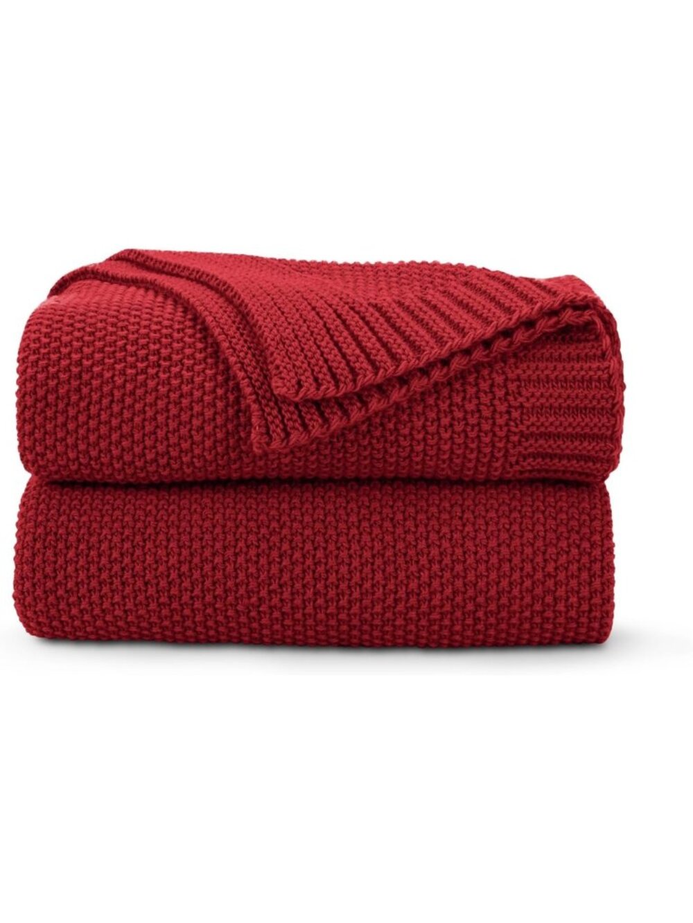 Cozy Christmas Red Seed Stitch Throw Blanket 50"x60" | Farmhouse Home Decor